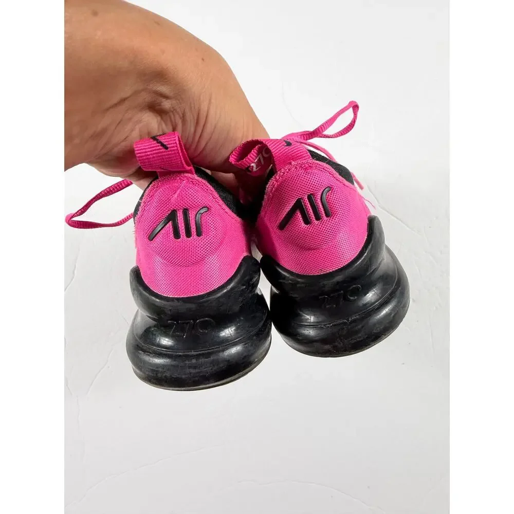 Nike Air Max 270 Laser Fuchsia Pink Black Sneakers Size 1 youth